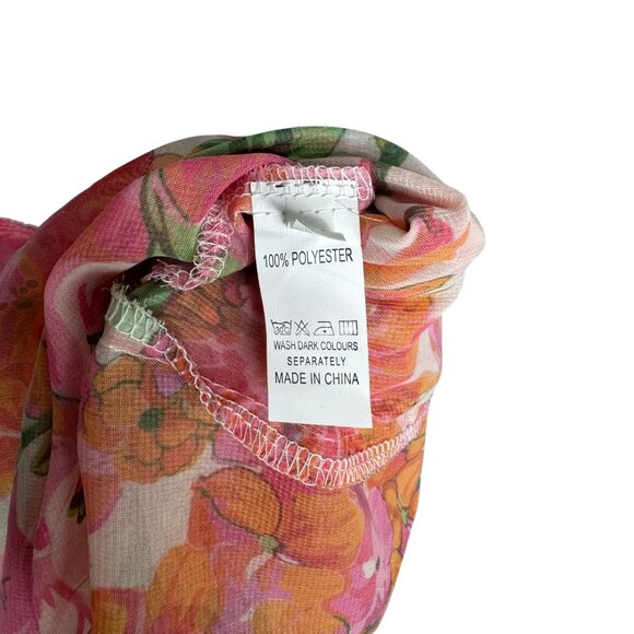 MultiStrap Fairycore Vacation Free People Inspired Pink Floral Maxi Dress Sz L - Picture 9 of 11